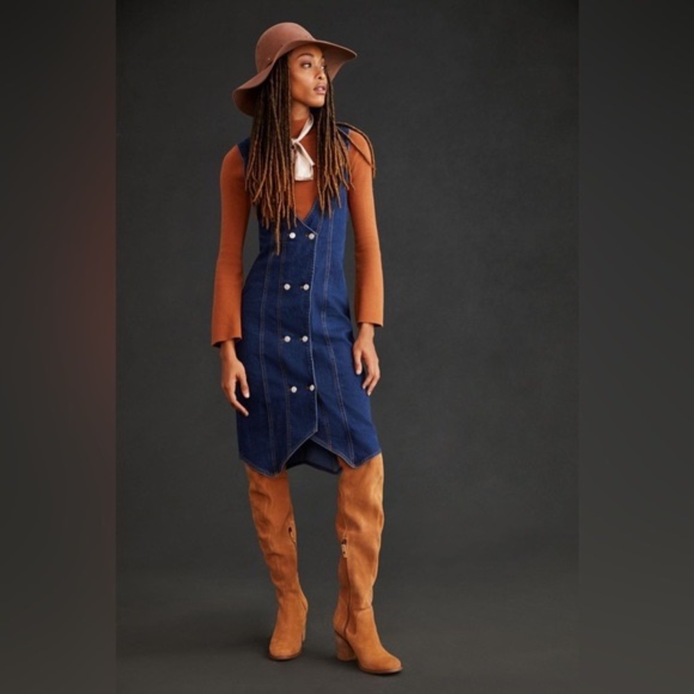 Anthropologie PILCRO denim dress/vest Size 14